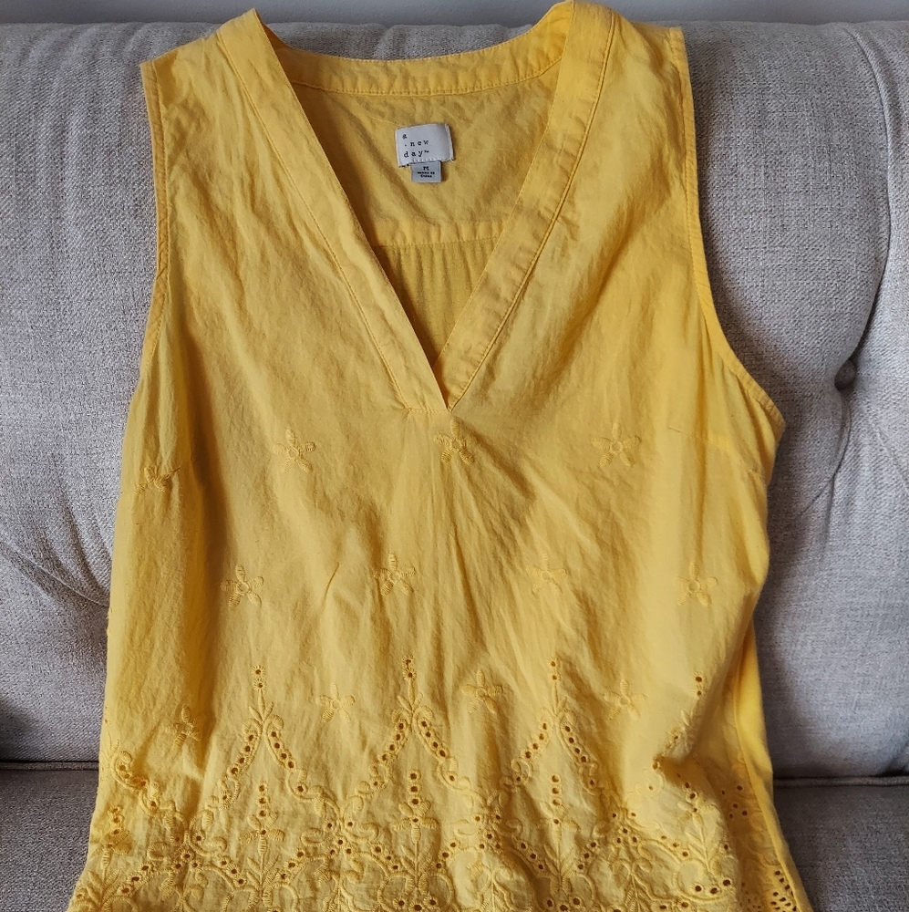 Yellow Eyelet Tank Top